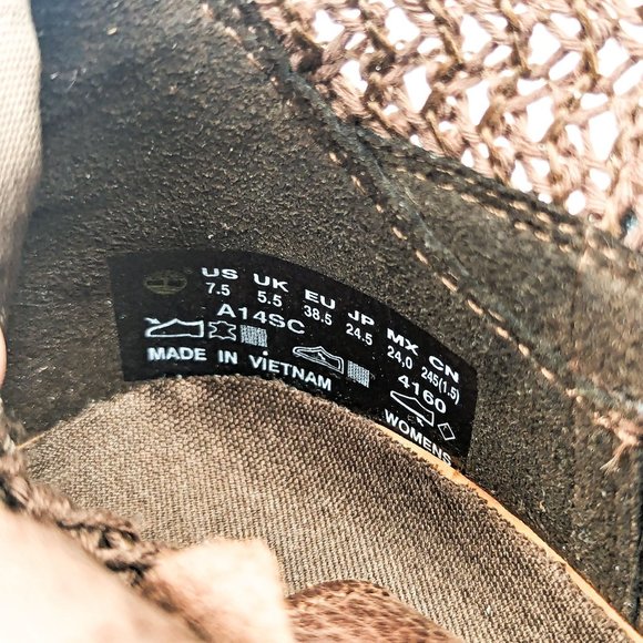 Timberland Women Savin Hill lasercut Weave Brown Leather Slip-on Boots size 7.5 - Picture 8 of 12